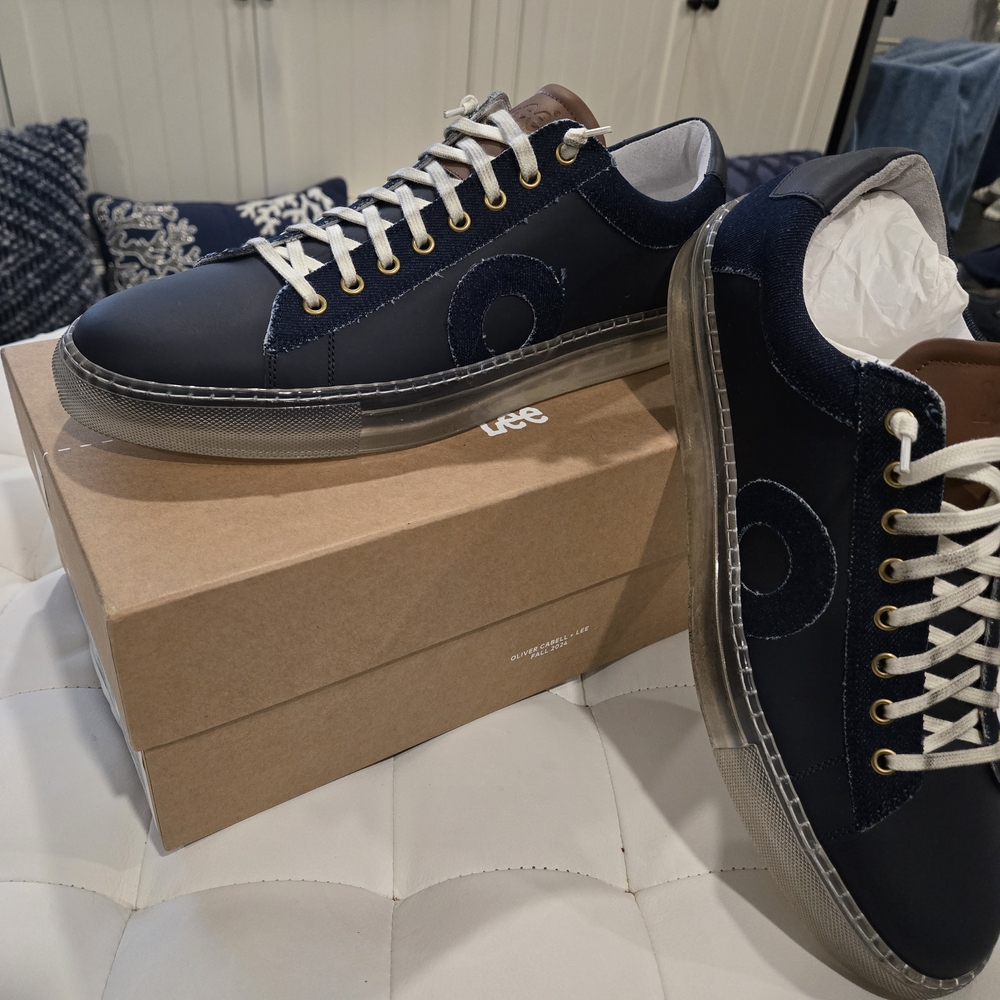 RARE Oliver Cabell x Lee Men "Nightfall" Leather Blue Italy Jean US 13 EU 46